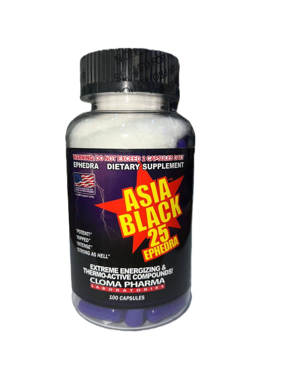 Cloma Pharma Asia Black 25 Éfedra 100 Cápsulas