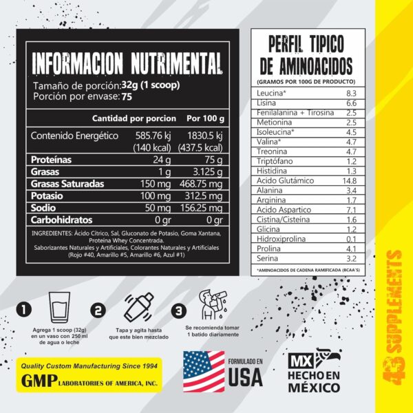 43 SUPPLEMENTS Proteina hidrolizada 2.4 kg 75 servicios - Image 2