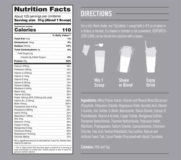 Isopure Zero Carb 7.5 Lbs 103 servicios - Image 2