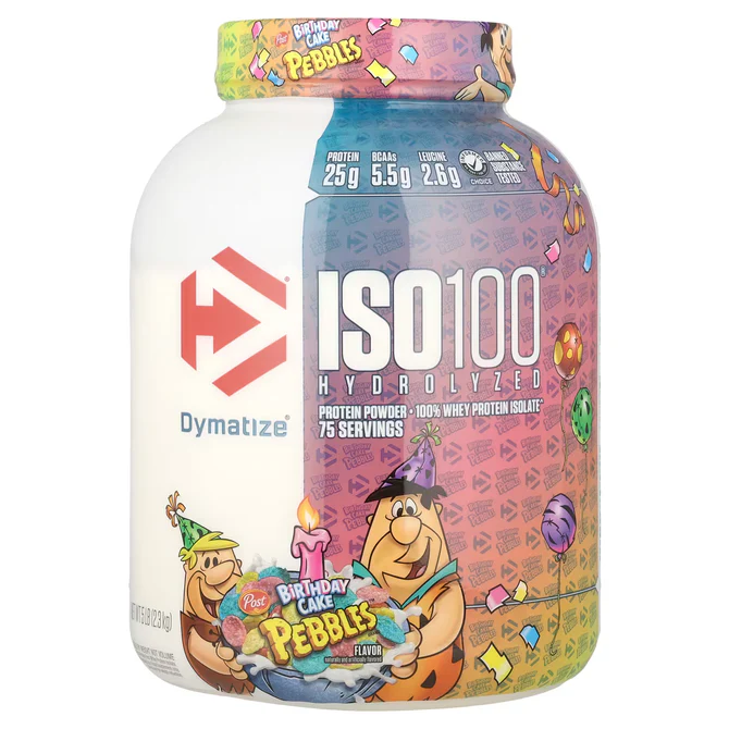 Dymatize Proteina ISO 100 5 Lbs 70 Servicios Birthday Cake Pebbles