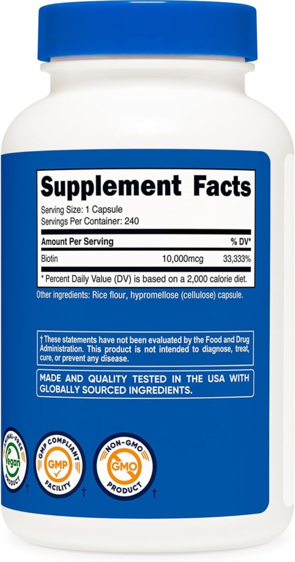 Nutricost Biotina 10.000 mcg 240 Cápsulas - Image 2