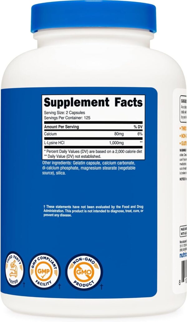Nutricost L-lisina 500 mg 250 cápsulas - Image 2