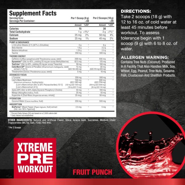 ALLMAX Nutrition Impact Igniter Extreme 360 gr 40 servicios - Image 2