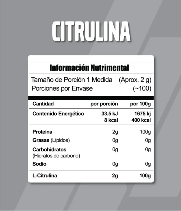 Meta Nutrition Citrulina 200g 100 servicios - Image 2
