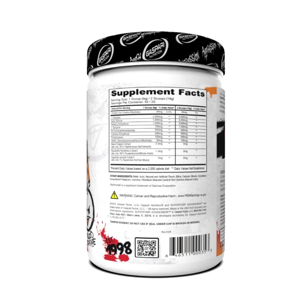 Gaspari Superpump Aggression 360g 40 servicios pre-work - Image 2