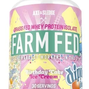 Axe & Sledge Farm Fed Grass Fed Whey Protein Isolate 930g 30 servicios Dippin'dots Birthday Cake Ice Cream