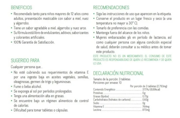 Nutrilite Lecitina + Vitamina E 60 tabletas masticables - Image 2
