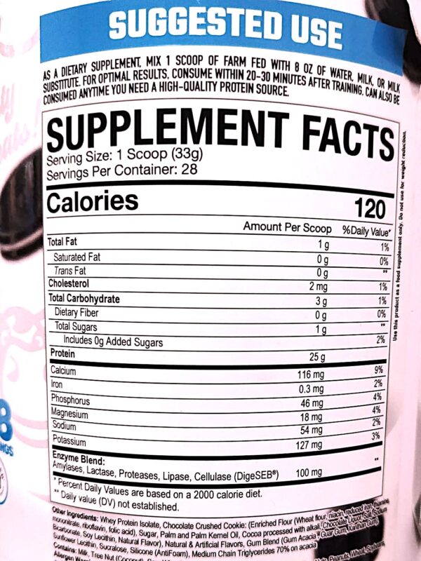 Axe & Sledge 100% Whey Protein Isolated 924g 28 servicios Cookies and Cream - Image 2