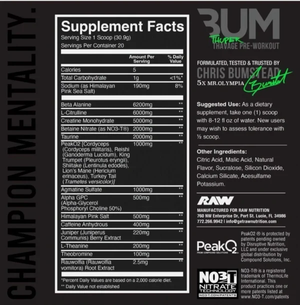 Raw Thuper Thavage Pre-Workout 20 Serv - Image 2