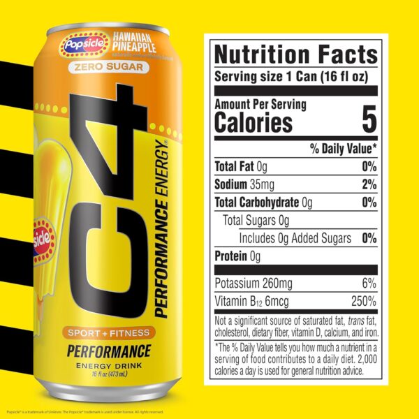 Cellucor C4 Energy Drink 16 oz (12 latas) PINEAPPLE POPSICLE - Image 2