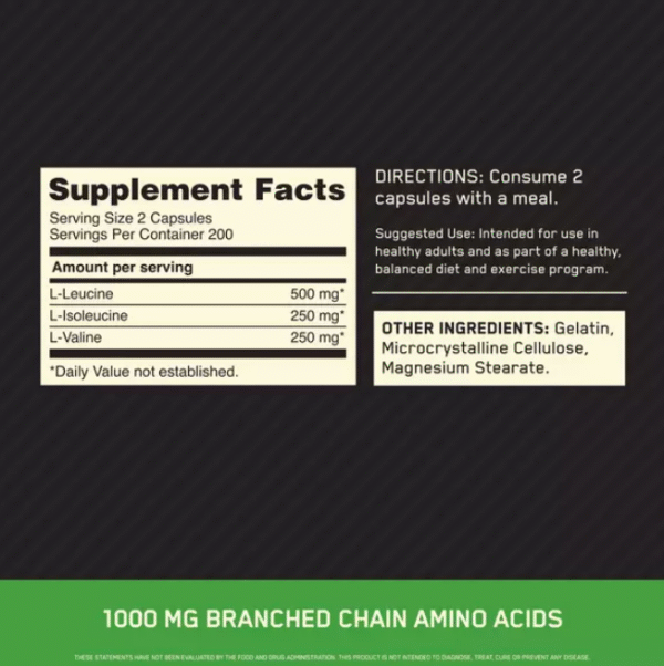 Optimum Nutrition BCAA 1000 400 cap - Image 2