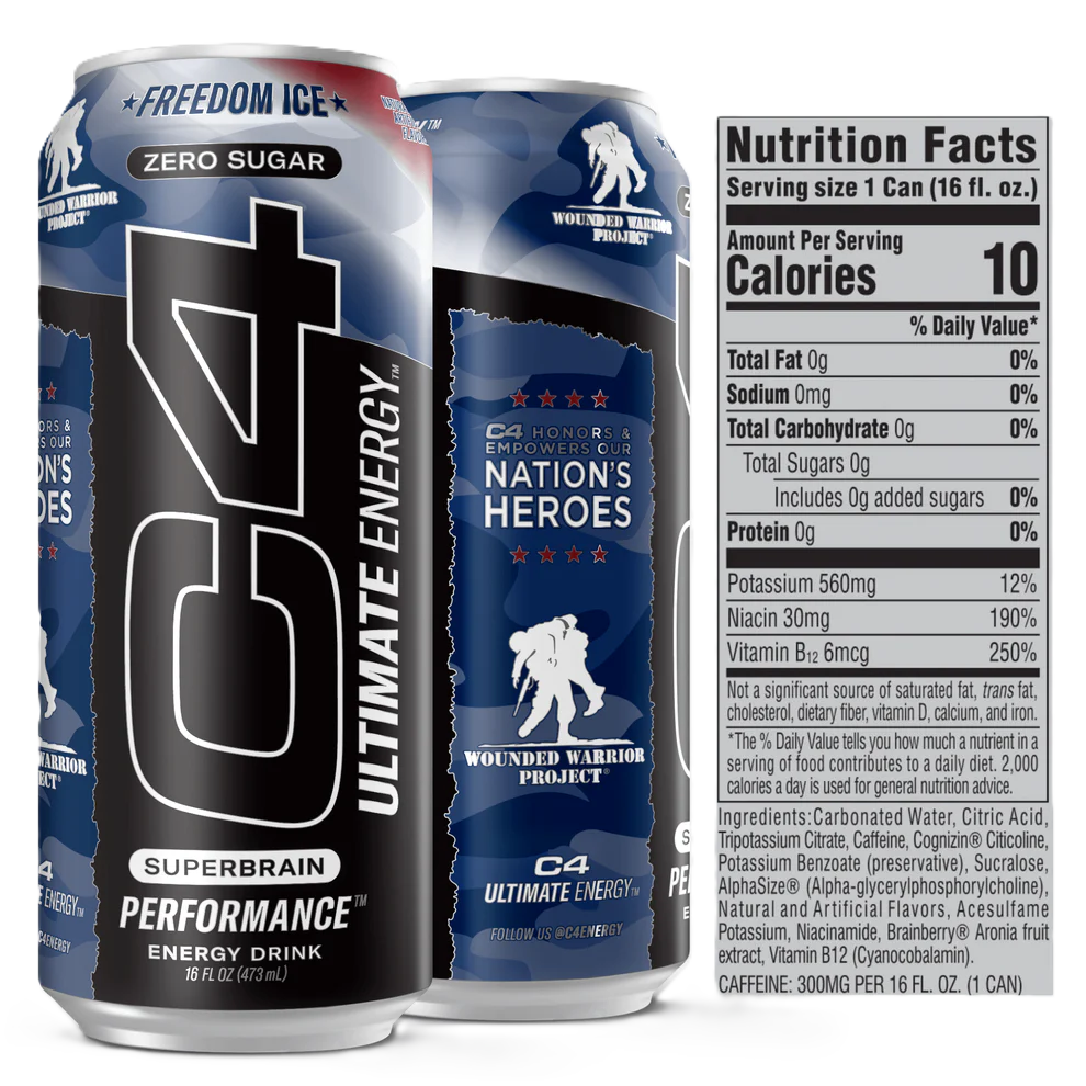 Cellucor C4 Ultimate Energy Drink 16oz 12 pack Freedom Ice - Image 2