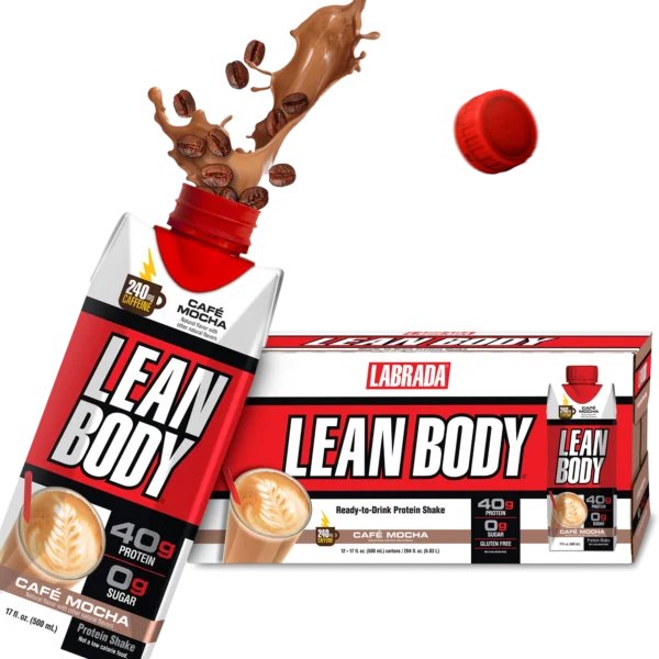 Labrada Lean Body Protein Shake Listo Para Beber Sabor Café Mocha 12 pack Con CAFEINA