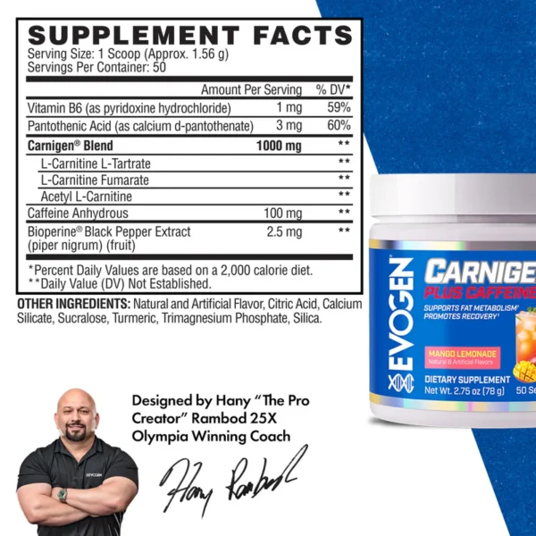 Evogen Carnigen Plus Caffeine 50 servicios - Image 2
