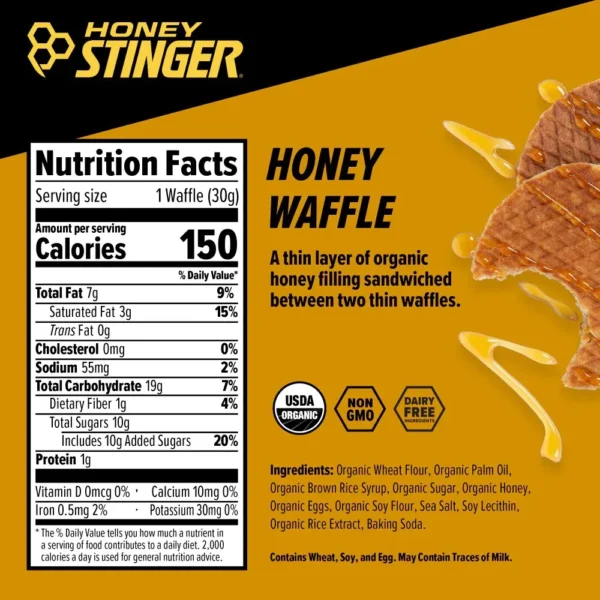 Waffles Honey Stinger Energético Orgánico Deportivo Sabor Chocolate 12 pack - Image 2