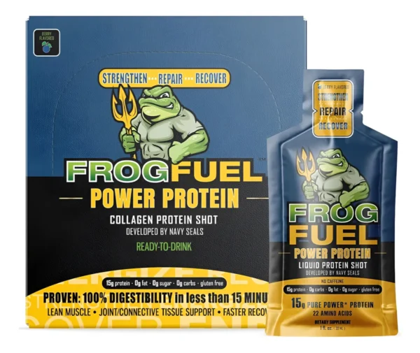Frog Fuel Power Protein Collagen Protein Caffein Free 24 shots Berry Flavor - Image 4