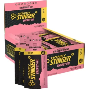 Honey Stinger Energy Gel Plus, Con Cafeína 32mg 24pz/31g Sabor Fresa Kiwi