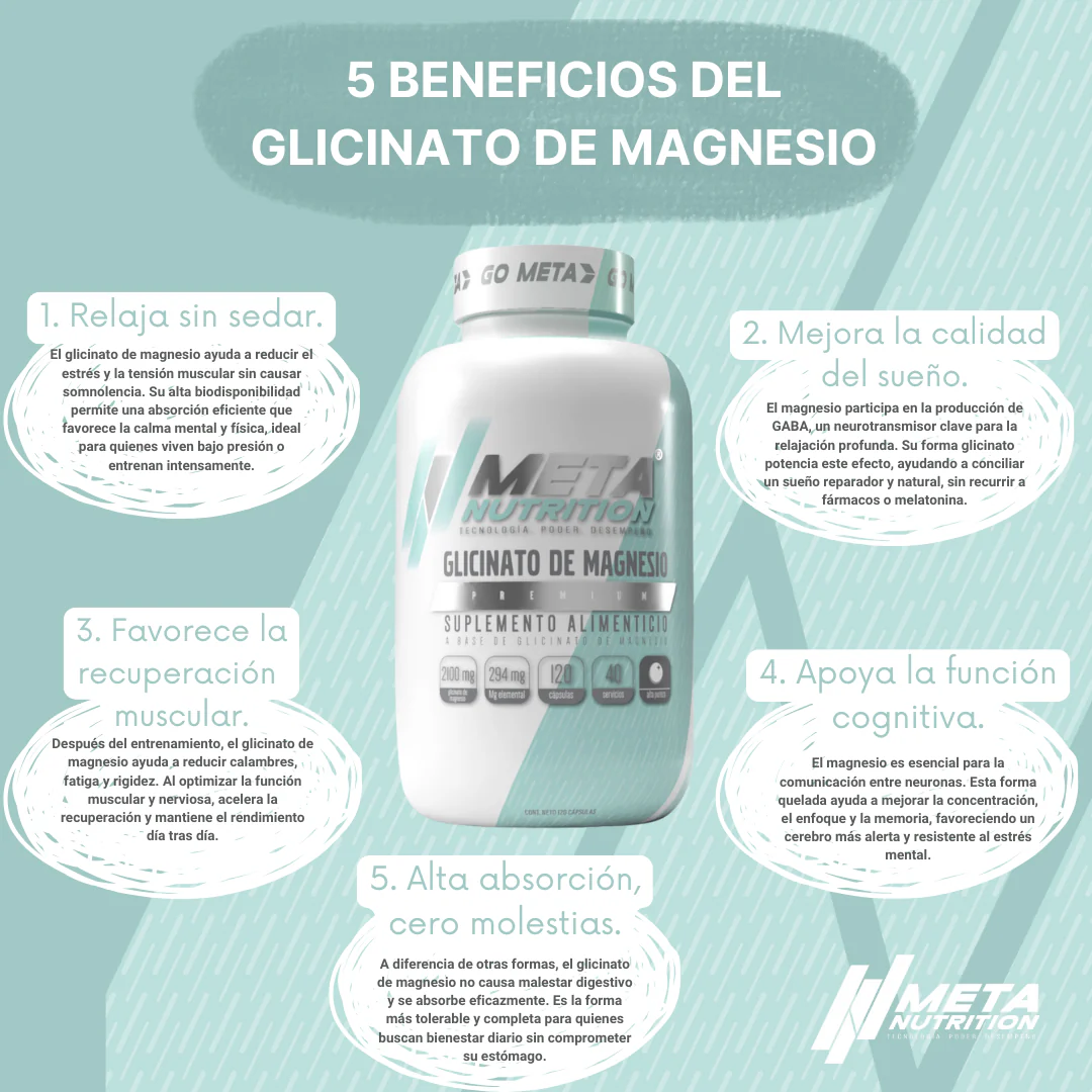 Meta Nutrition Glicinato de Magnesio 120 Caps 40 Servios - Image 3